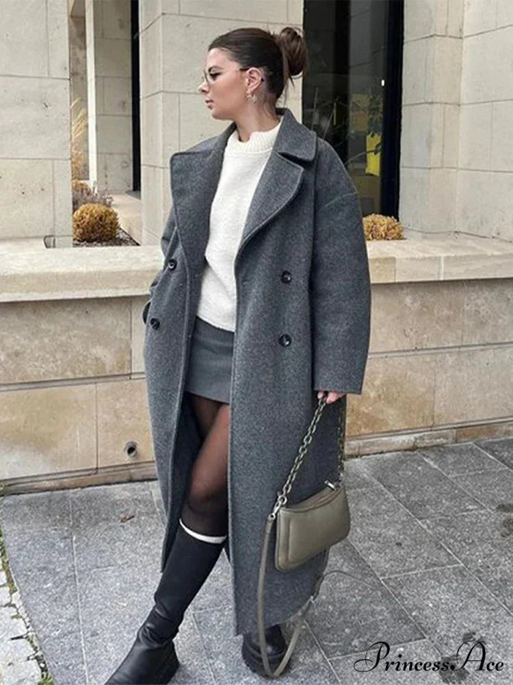 Tie-Up Mao Collar Large Lapel Overcoat overcoats-241228