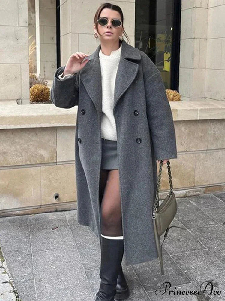 Tie-Up Mao Collar Large Lapel Overcoat overcoats-241228