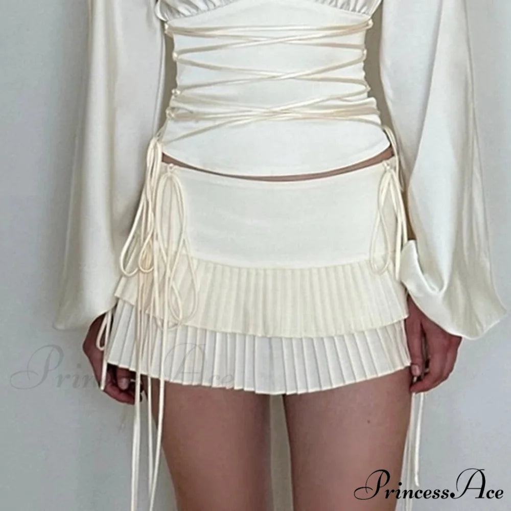 Tie Up Tiered Frilly Skirt skirts-250223