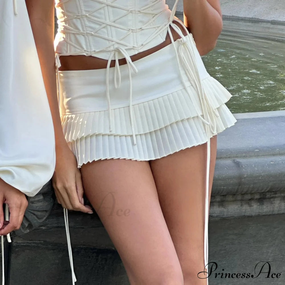 Tie Up Tiered Frilly Skirt skirts-250223