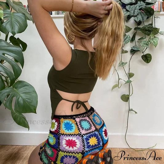 Tied Backless Solid Sleeveless Crop 2024 Summer Sexy Skinny Simple Trim Outfits Mock Neck Basic Tank top