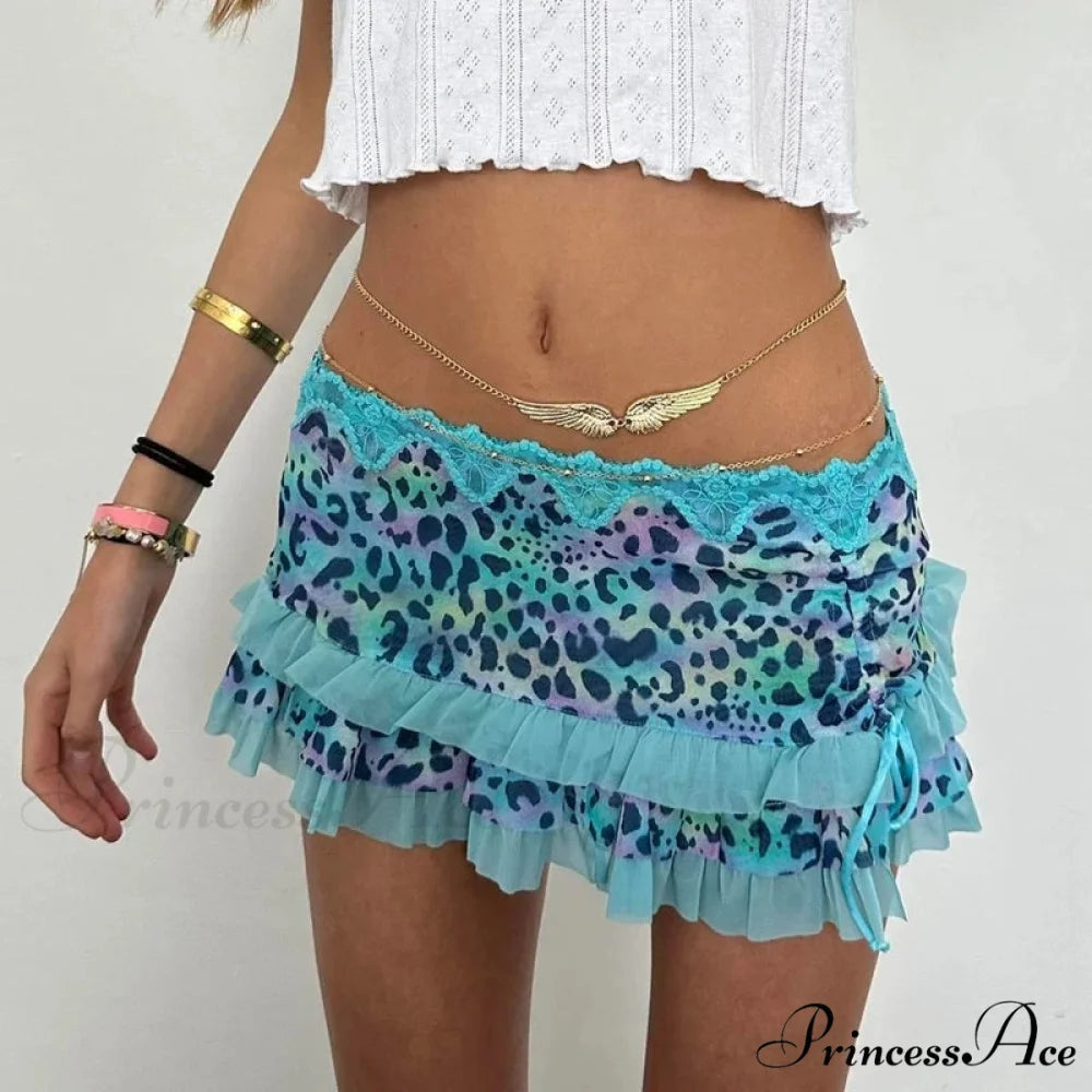 Tiered Frills A-Line Skirt blue / S skirts-250223