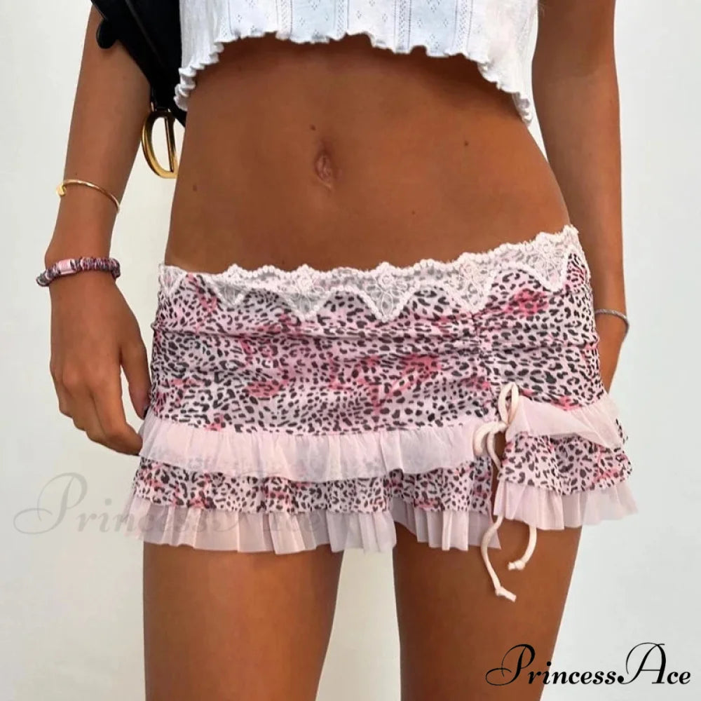 Tiered Frills A-Line Skirt PINK / S skirts-250223