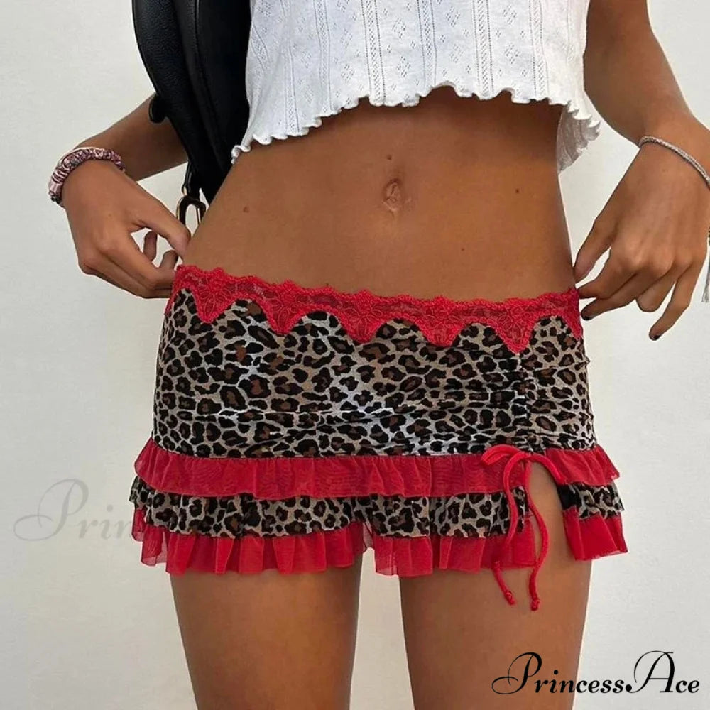 Tiered Frills A-Line Skirt red / S skirts-250223