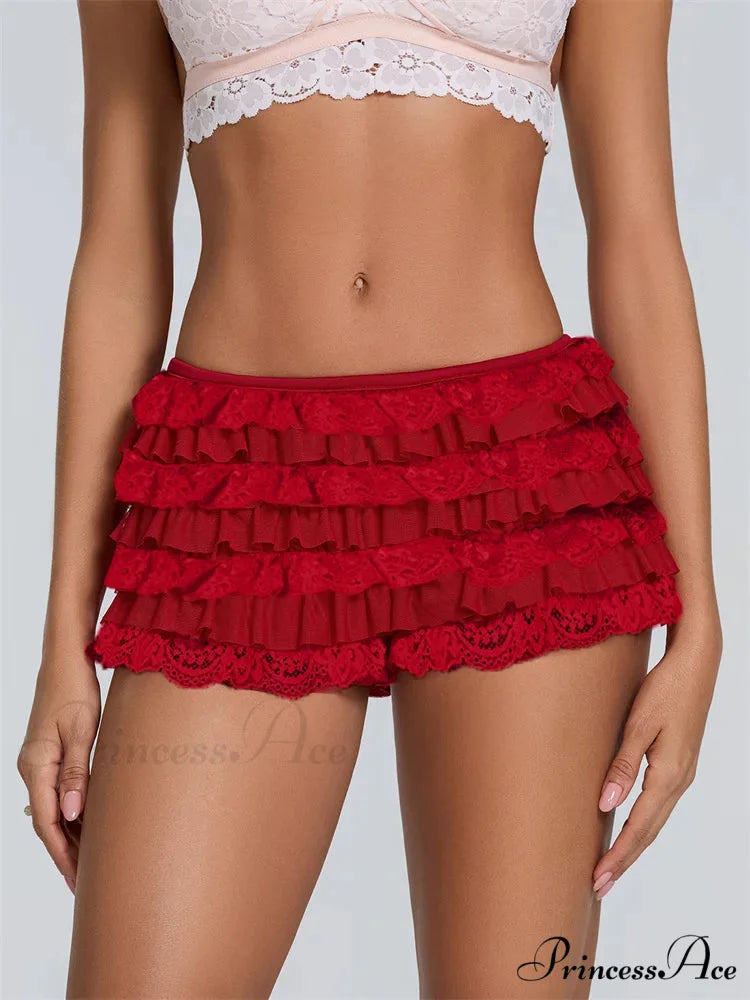 Tiered Pumpkin Patchwork Brief red / S short-250223