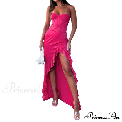 Tiffany Sleeveless High Charming Slit Formal Dress Red / S
