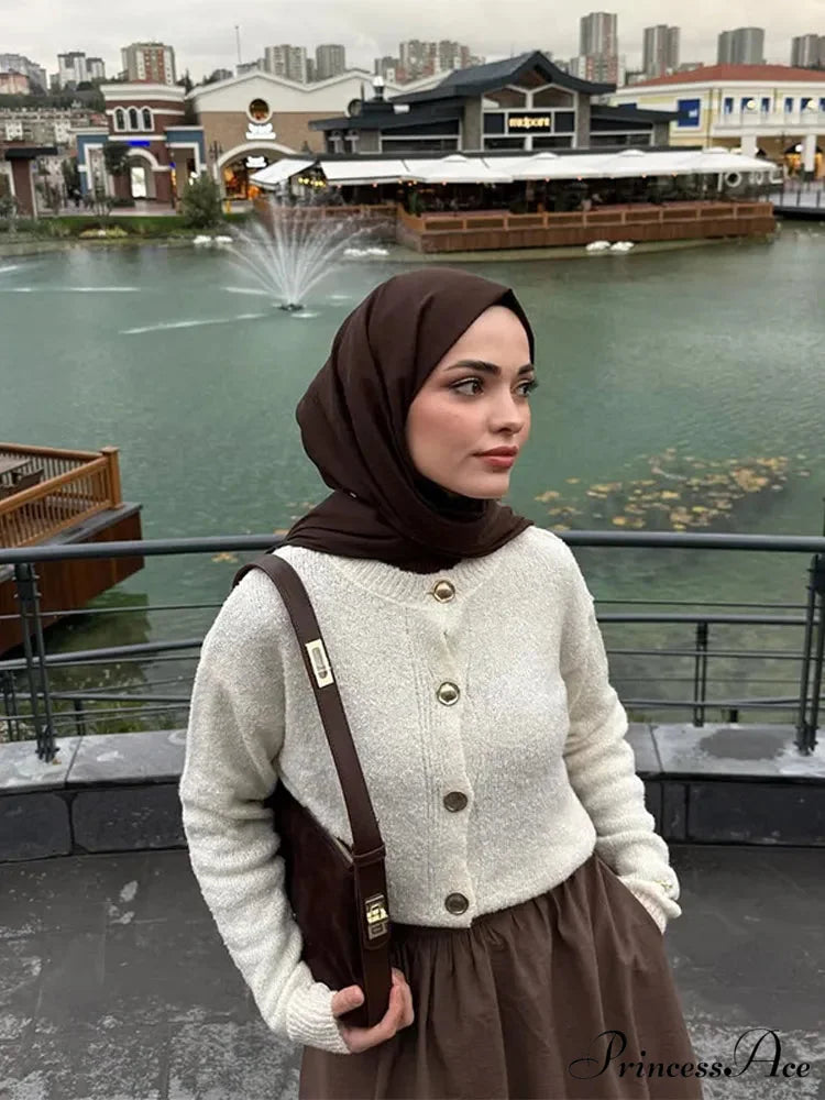 Tight Fit Round-neck Cardigan White / S cardigans-241228