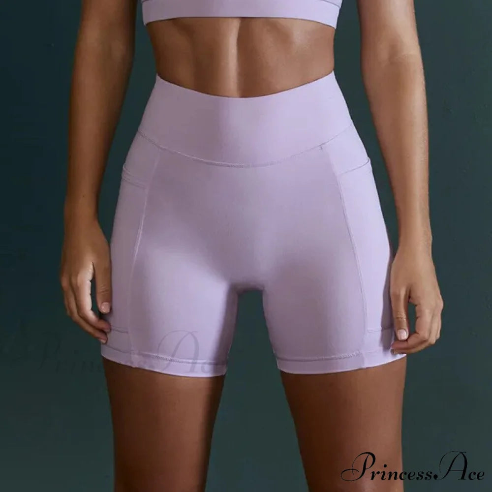 Tight Sports Pocket Fitness Yoga Short Pant purple / S