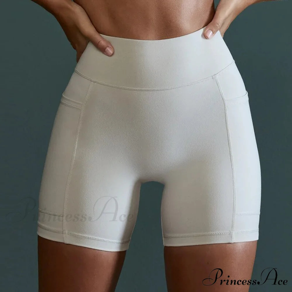 Tight Sports Pocket Fitness Yoga Short Pant white / S
