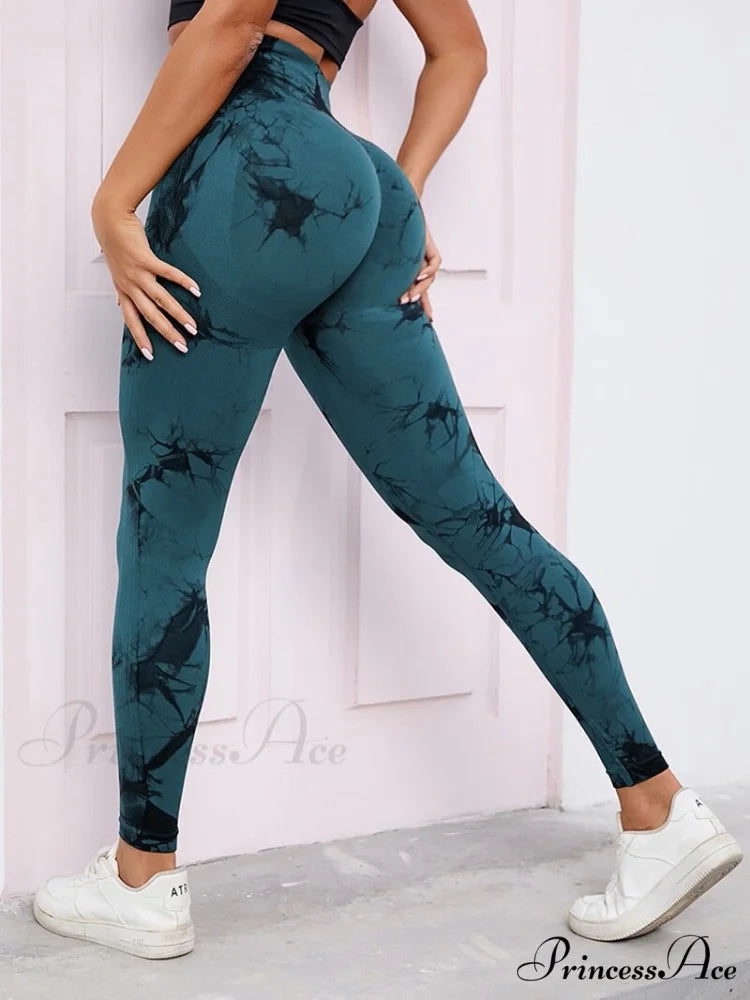 Tights High Waist Trousers Workout Sports Clothes Green Black / XS