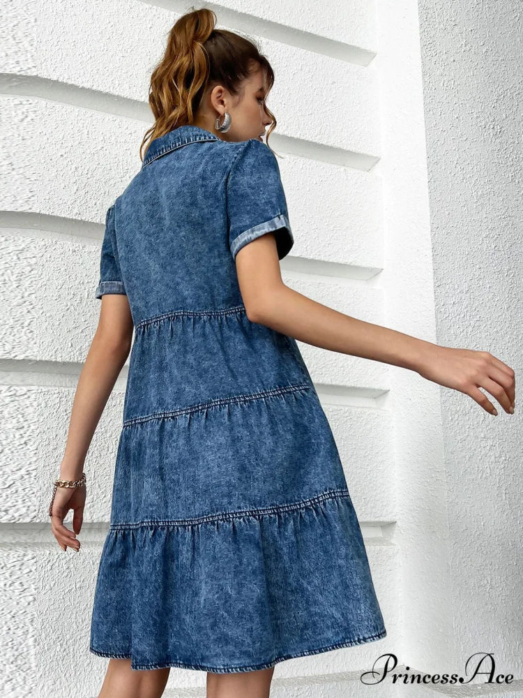 Timeless Allure Denim Shirt Dress M / Blue