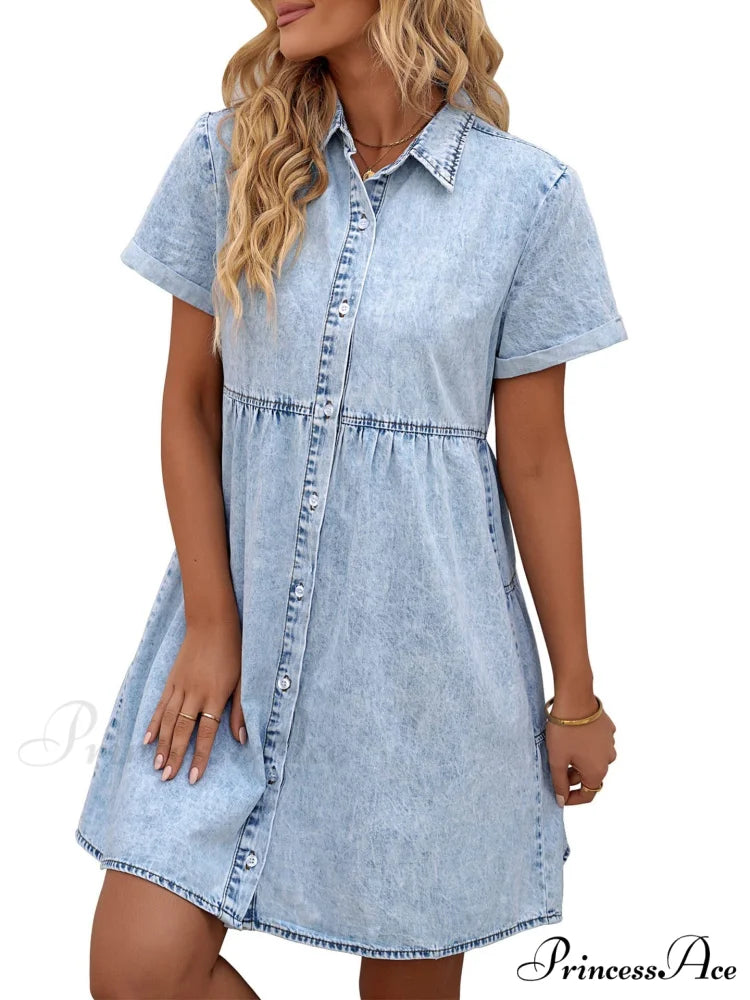 Timeless Allure Denim Shirt Dress S / Gray