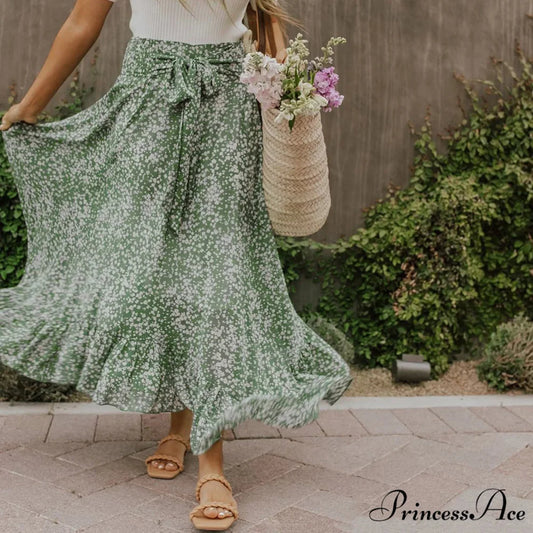 Tiny Blossom Frill Korean Fashion Tall Waist Swing Extended Skirt skirt-250126