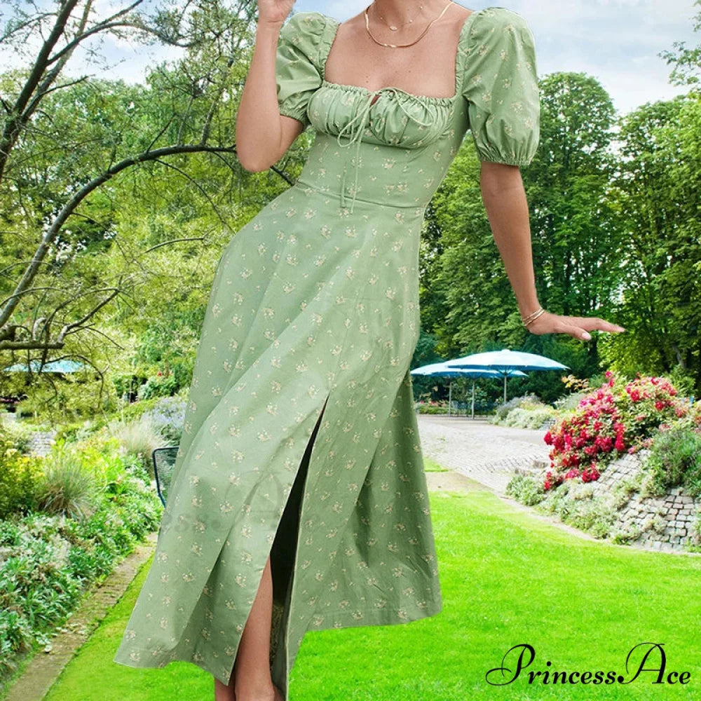 Tiny New Blossoming Narrow Fit Opening Camisole Blossoming Dress Light Green / S floraldress-250126