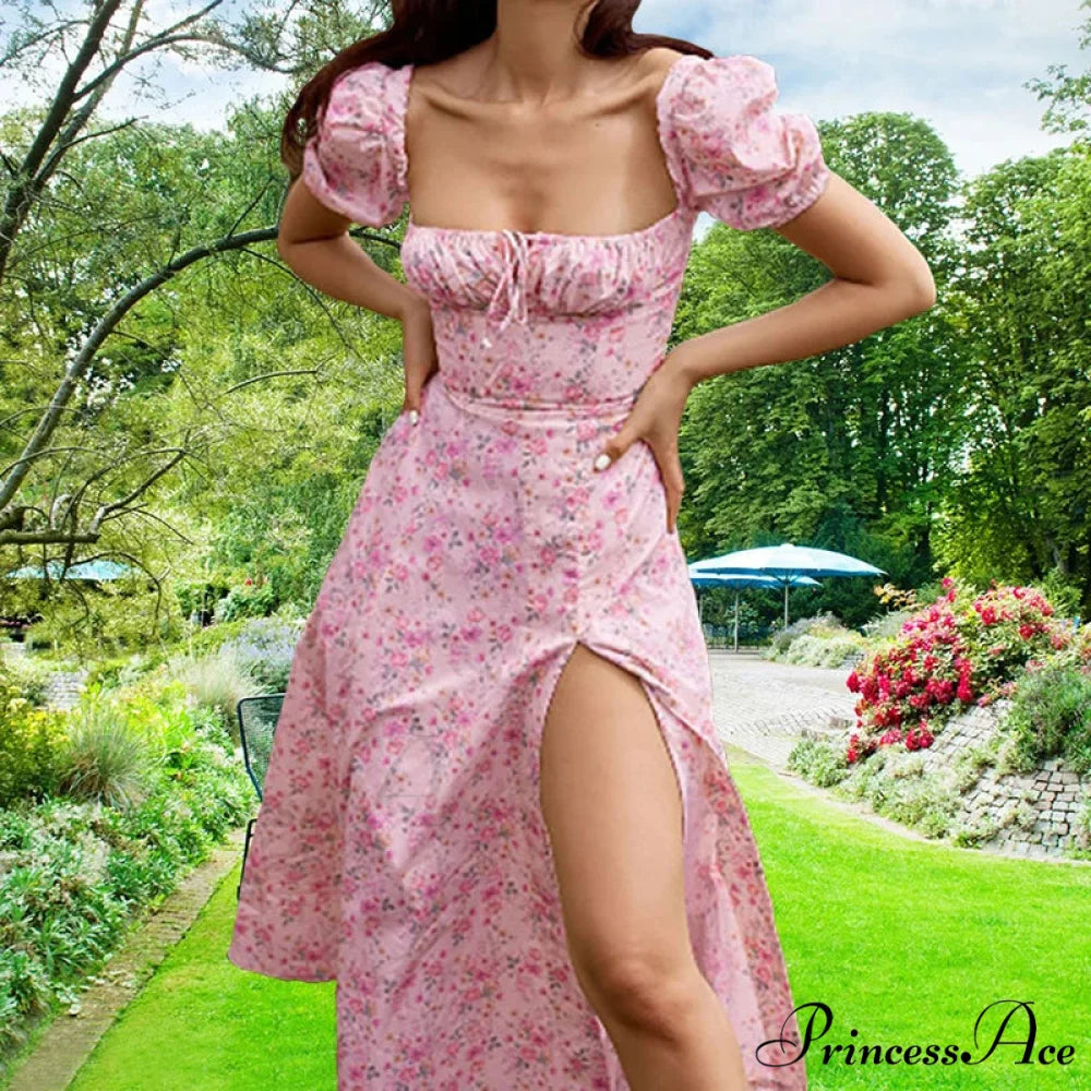 Tiny New Blossoming Narrow Fit Opening Camisole Blossoming Dress Pink / S floraldress-250126