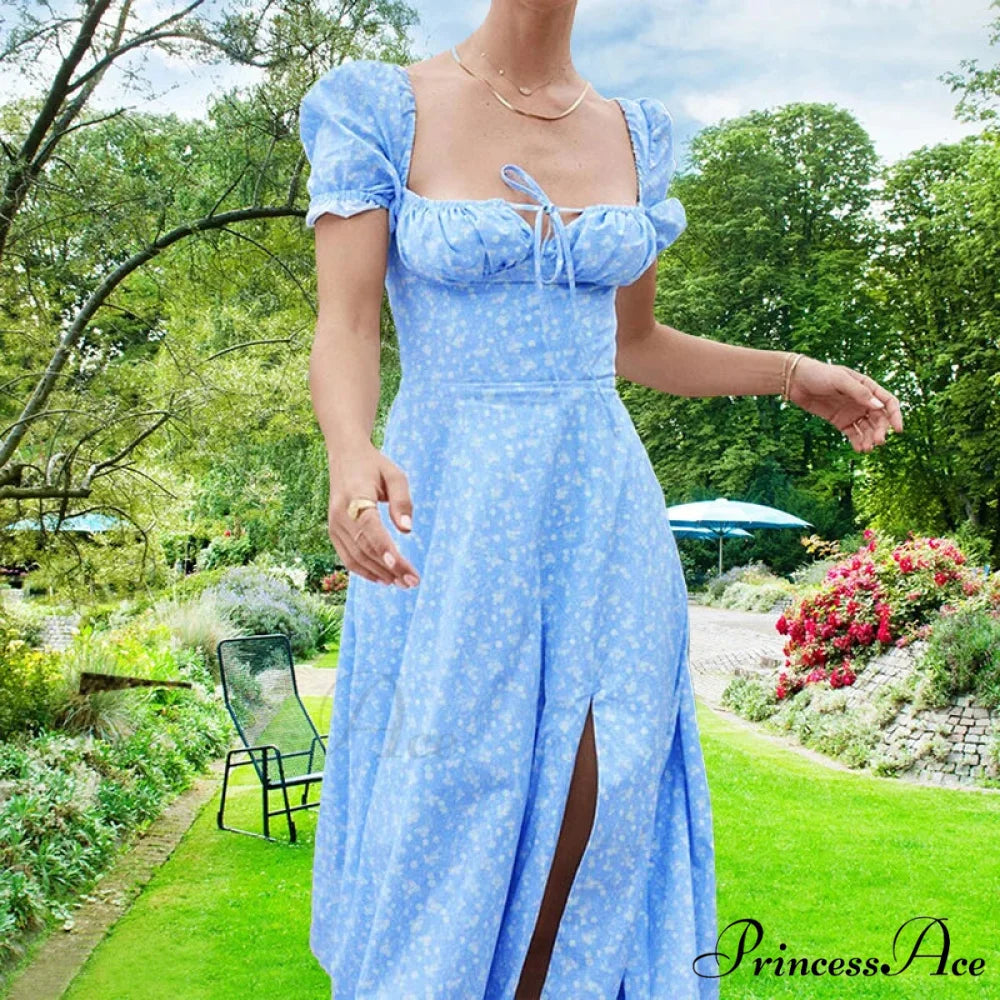 Tiny New Blossoming Narrow Fit Opening Camisole Blossoming Dress SKY BLUE / S floraldress-250126