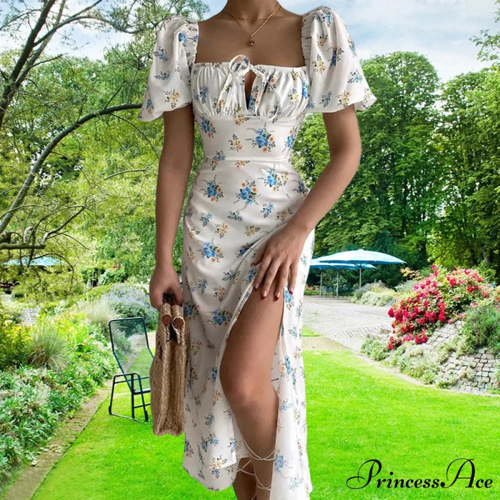 Tiny New Blossoming Narrow Fit Opening Camisole Blossoming Dress WHITE / S floraldress-250126