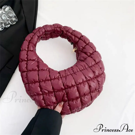 Tiny Quilted Tote Cotton Padded Shoulder Purse handbag-250126