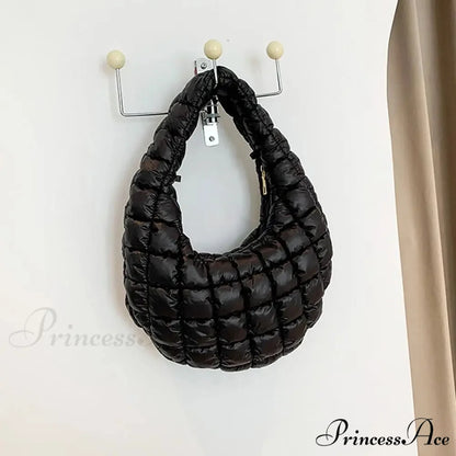 Tiny Quilted Tote Cotton Padded Shoulder Purse handbag-250126