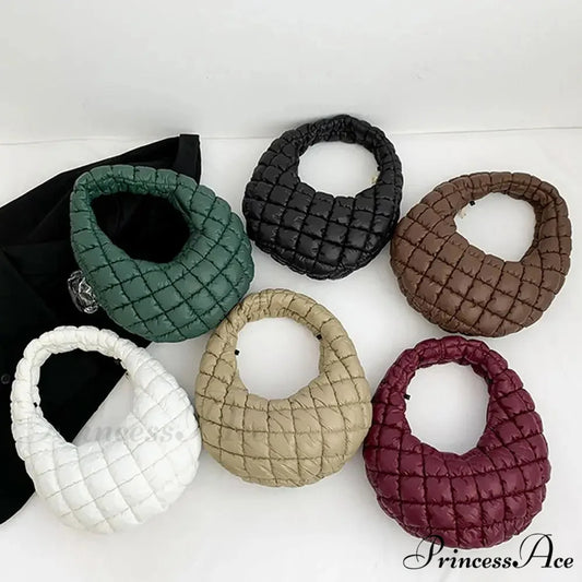 Tiny Quilted Tote Cotton Padded Shoulder Purse handbag-250126