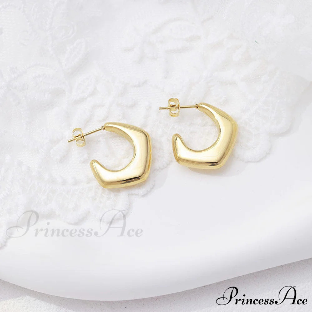 Titanium Steel C Shape Irregular Stud Earrings