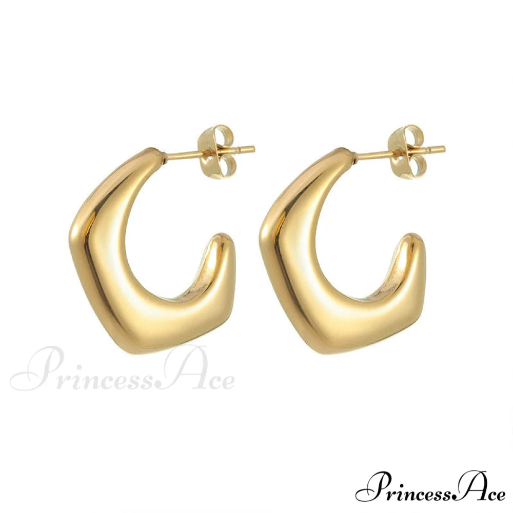 Titanium Steel C Shape Irregular Stud Earrings