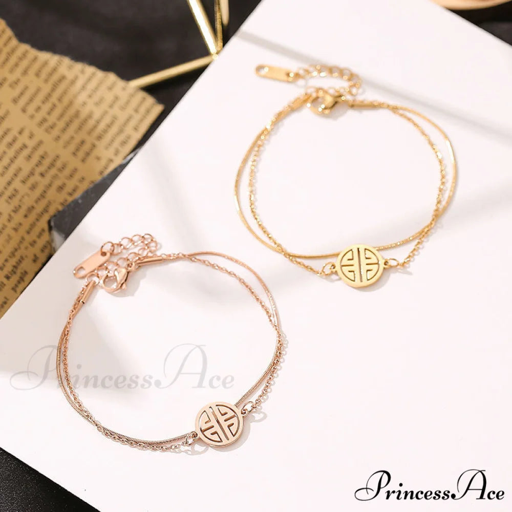 Titanium Steel Double Layer Bracelet
