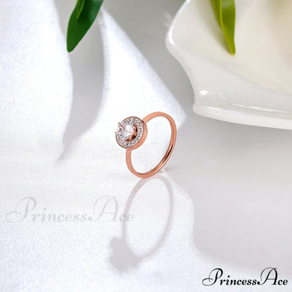 Titanium Steel Shining Diamond Hoop Ring rose gold / 6