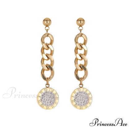 Titanium Steel Simple Style Diamond Studded Plate Earrings