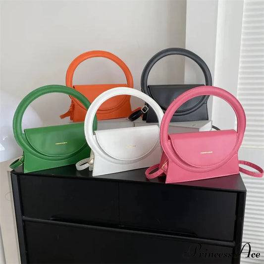 Top Brand Circular Grip High-End Leather Crossbody Purse handbag-250126