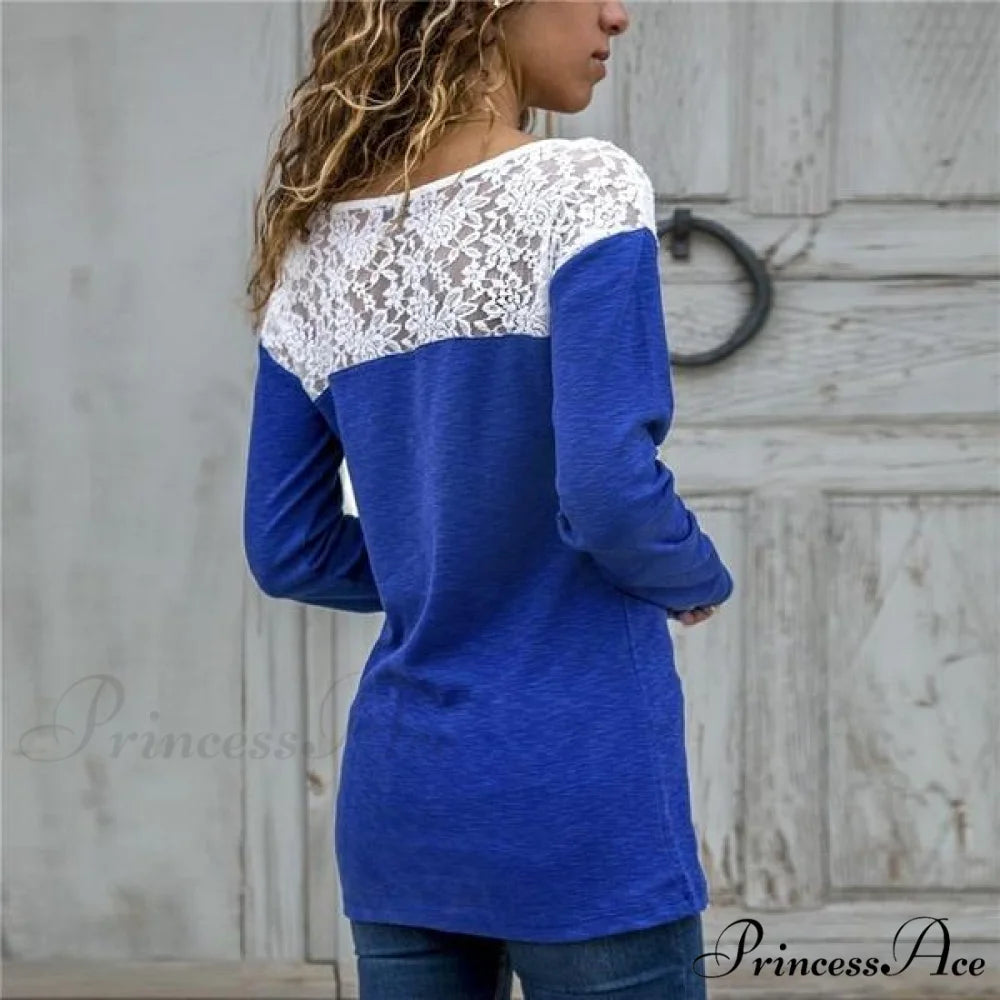 Top for Long-Sleeved Lace Casual Women