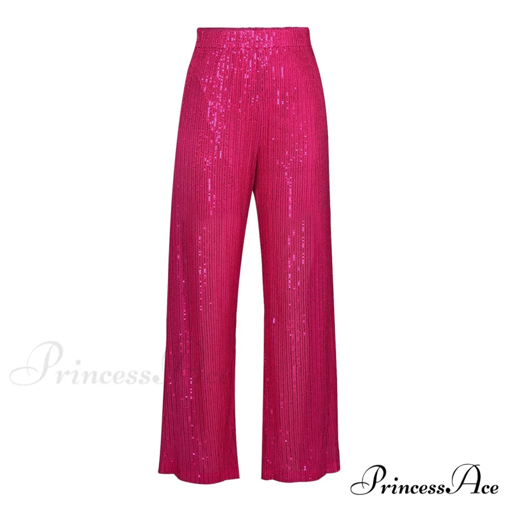 Top Sequin Blouse Sparkly and Pants Women Party Blouse Set Suit Two-Piece for - Outfit Barbie trousers / S