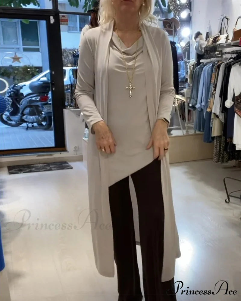 Top Set Cardigan Solid Two-Piece in Color