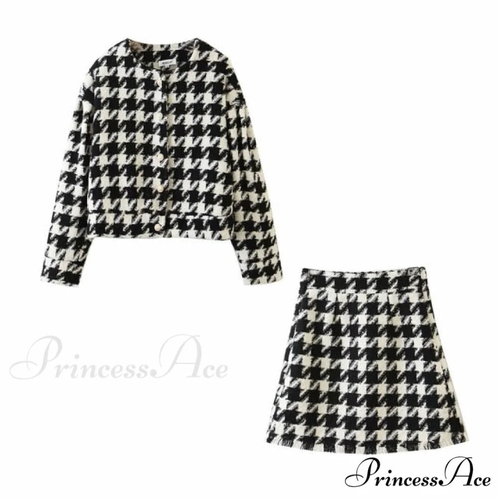 Top Tweet Blazer Mini A Line Skirts Black / S