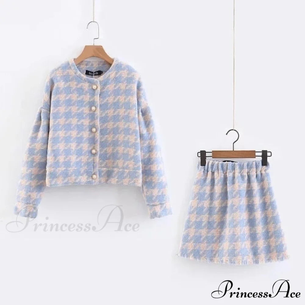 Top Tweet Blazer Mini A Line Skirts Blue / S