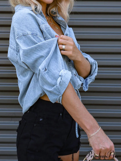 Top with Tie Denim Detail