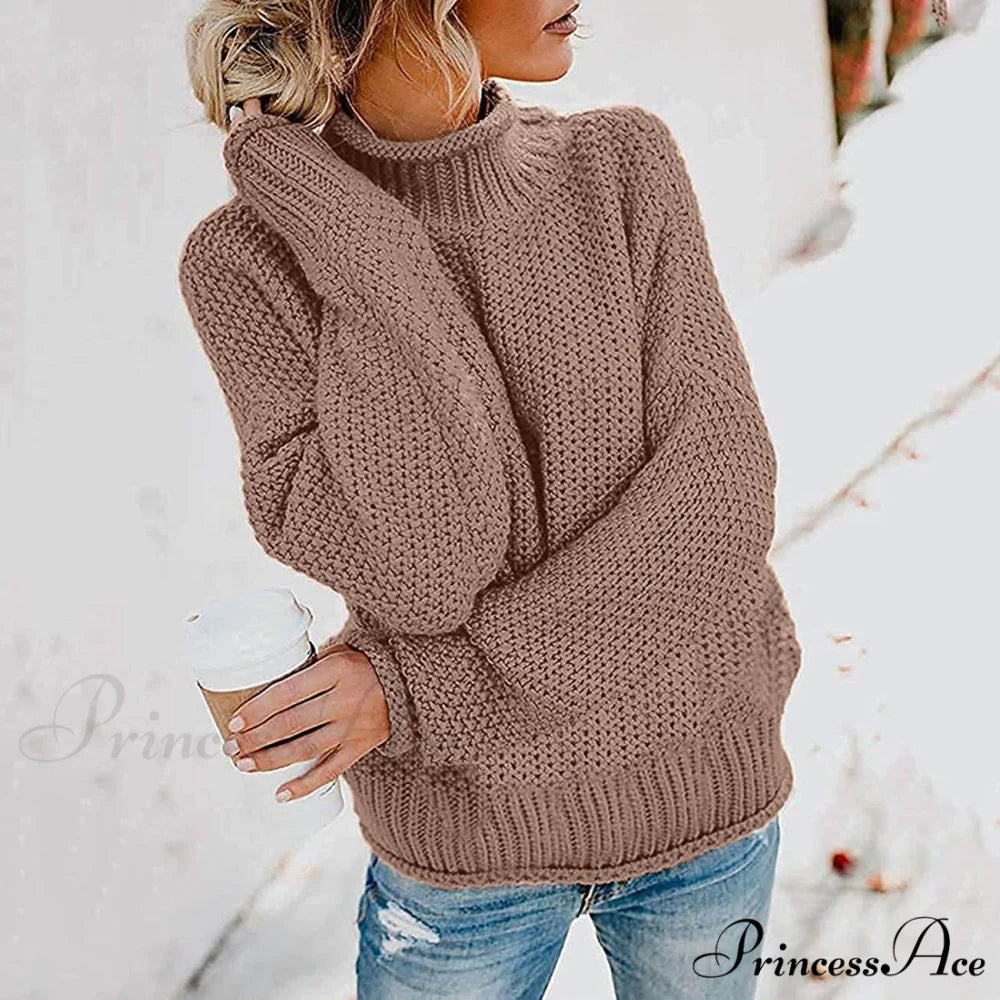 Tops Arm Oversized Knitted Sweater Batwing for Turtleneck Pullover Women