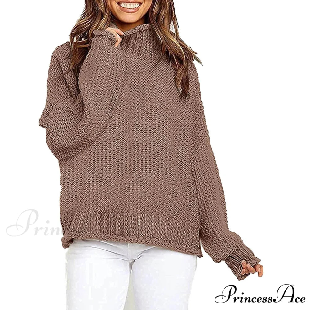 Tops Arm Oversized Knitted Sweater Batwing for Turtleneck Pullover Women
