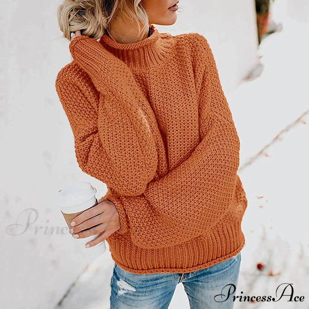 Tops Arm Oversized Knitted Sweater Batwing for Turtleneck Pullover Women