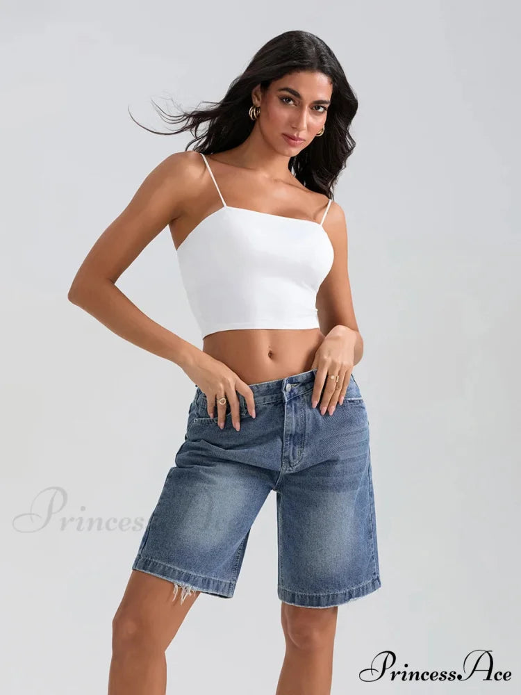 Torn Button Denim Informal Short short-250223