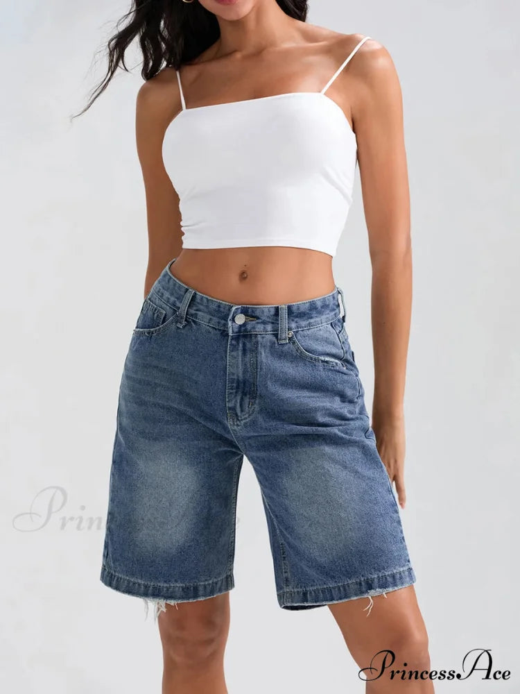Torn Button Denim Informal Short short-250223