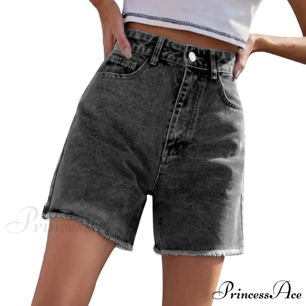 Torn Opening Hem Denim Hotpants Short blue7 / S short-250223