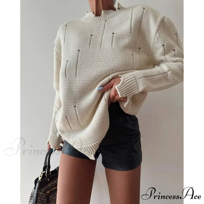 Torn Y2K Informal Long Sleeve Jumper swraters-241228