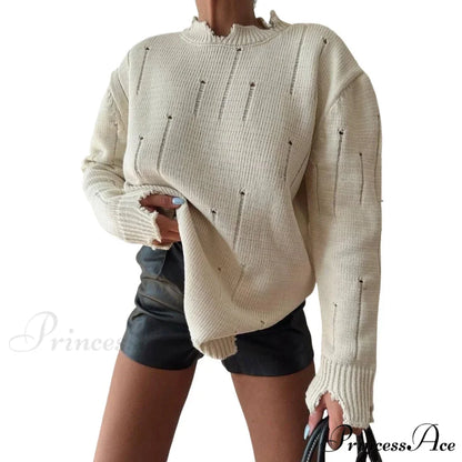 Torn Y2K Informal Long Sleeve Jumper swraters-241228