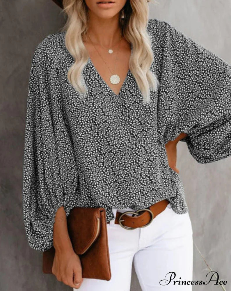 TRACY Blouse with Print Black / S