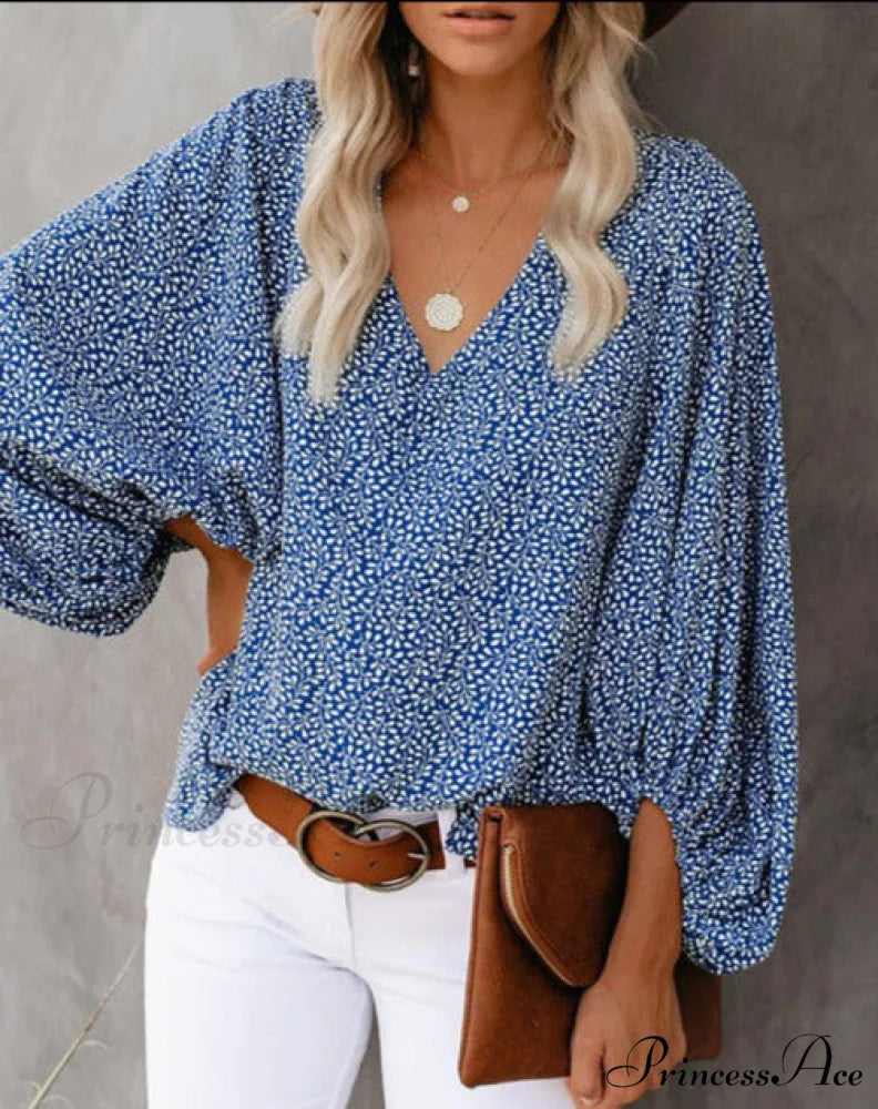 TRACY Blouse with Print Blue / S