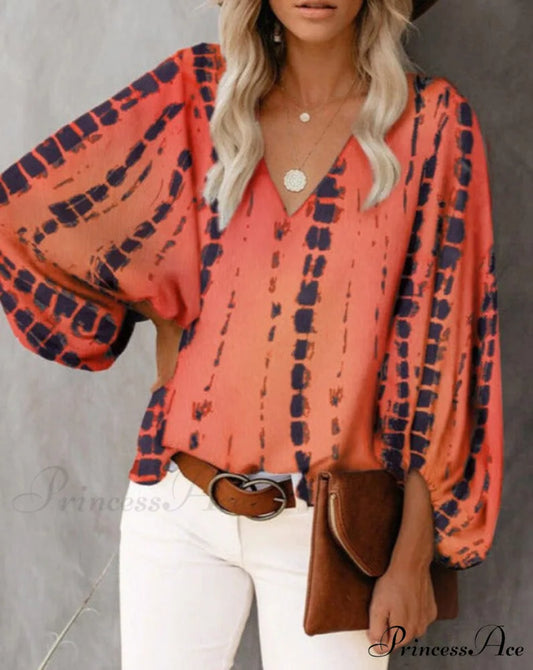 TRACY Blouse with Print Orange tiedye / S