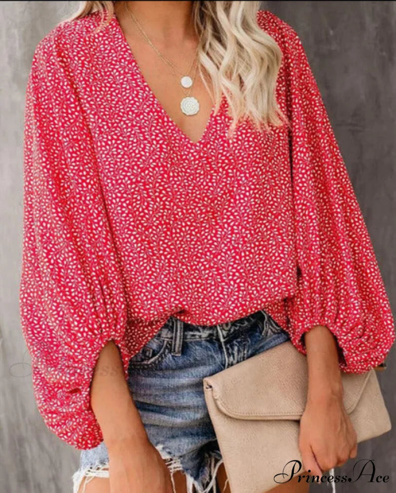 TRACY Blouse with Print Red / S
