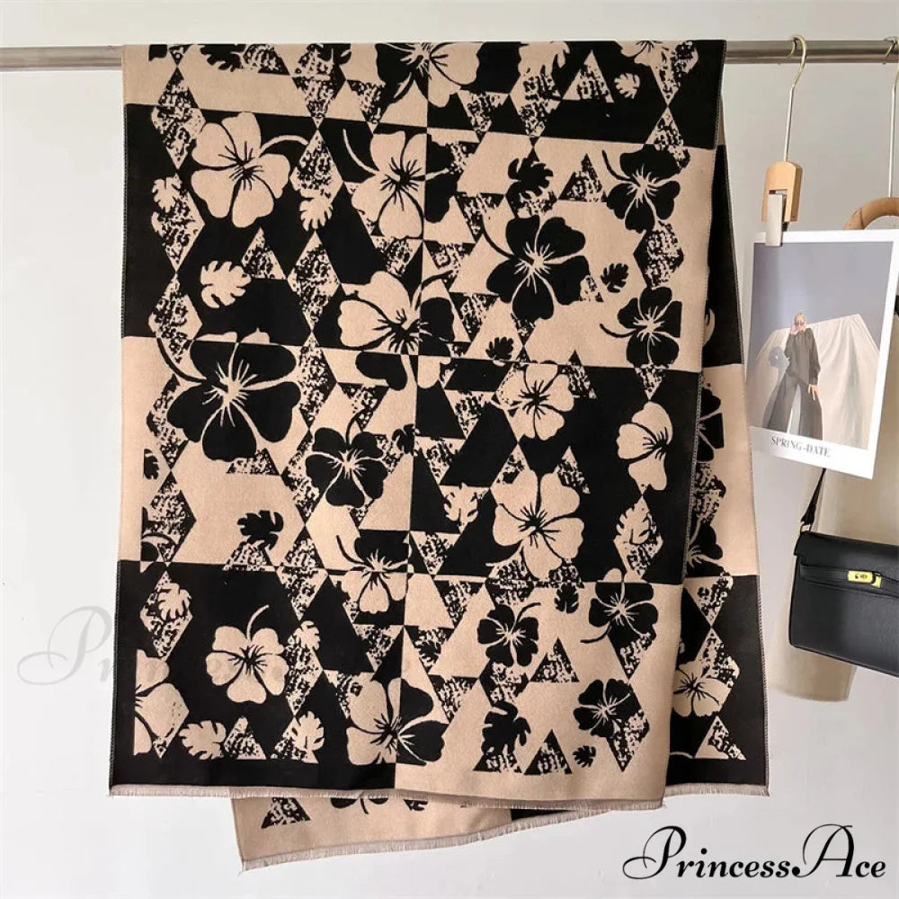 Traditional Cashmere Checkered Wrap Shawl scarf-241228