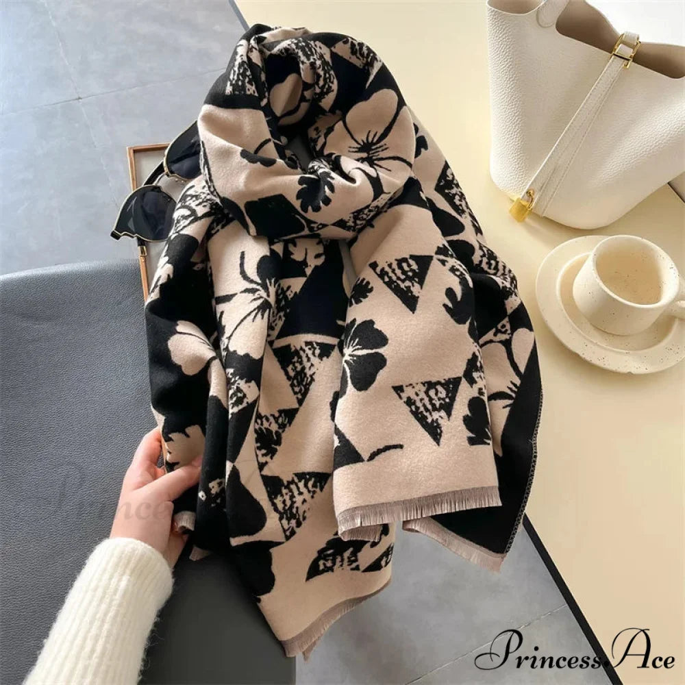 Traditional Cashmere Checkered Wrap Shawl scarf-241228